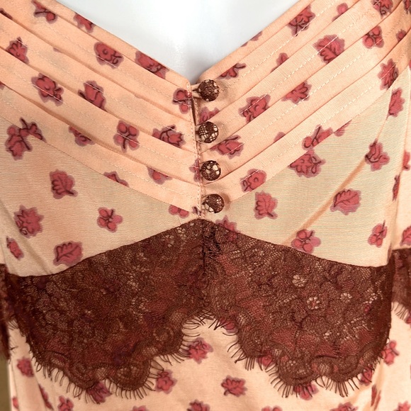 NWT  intuitions lace trim vintage rose slip dress - size 8 - Picture 2 of 10